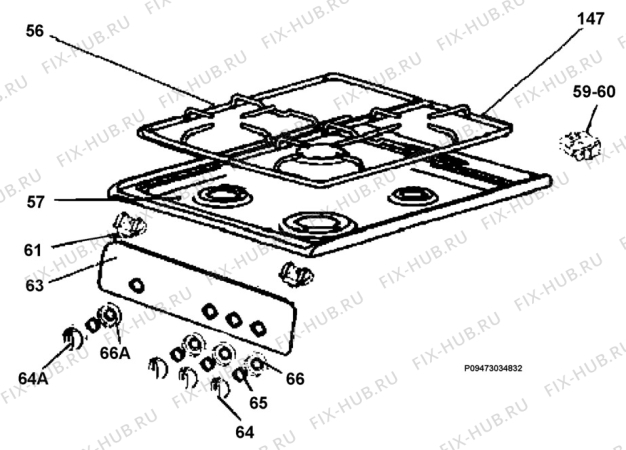 Взрыв-схема плиты (духовки) Zanussi ZCG55KGW1 - Схема узла Section 4